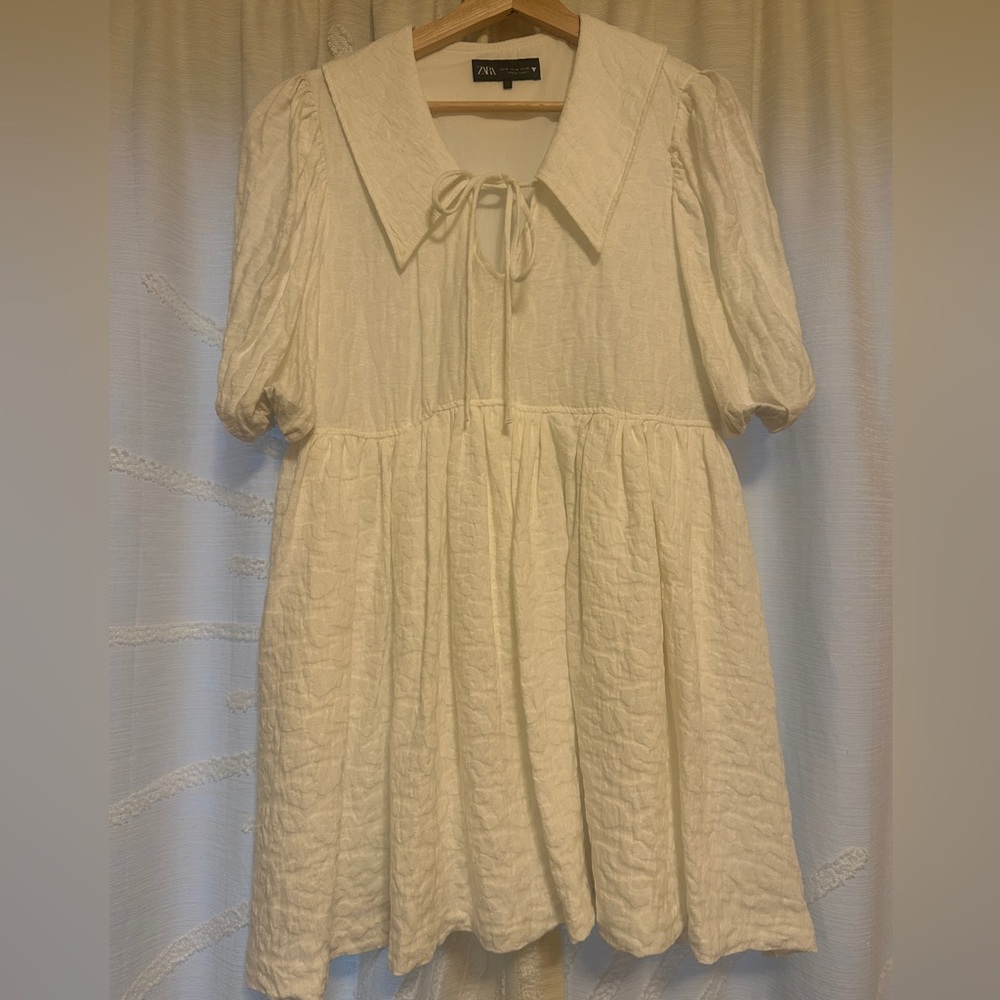 Zara White Textured Mini Dress